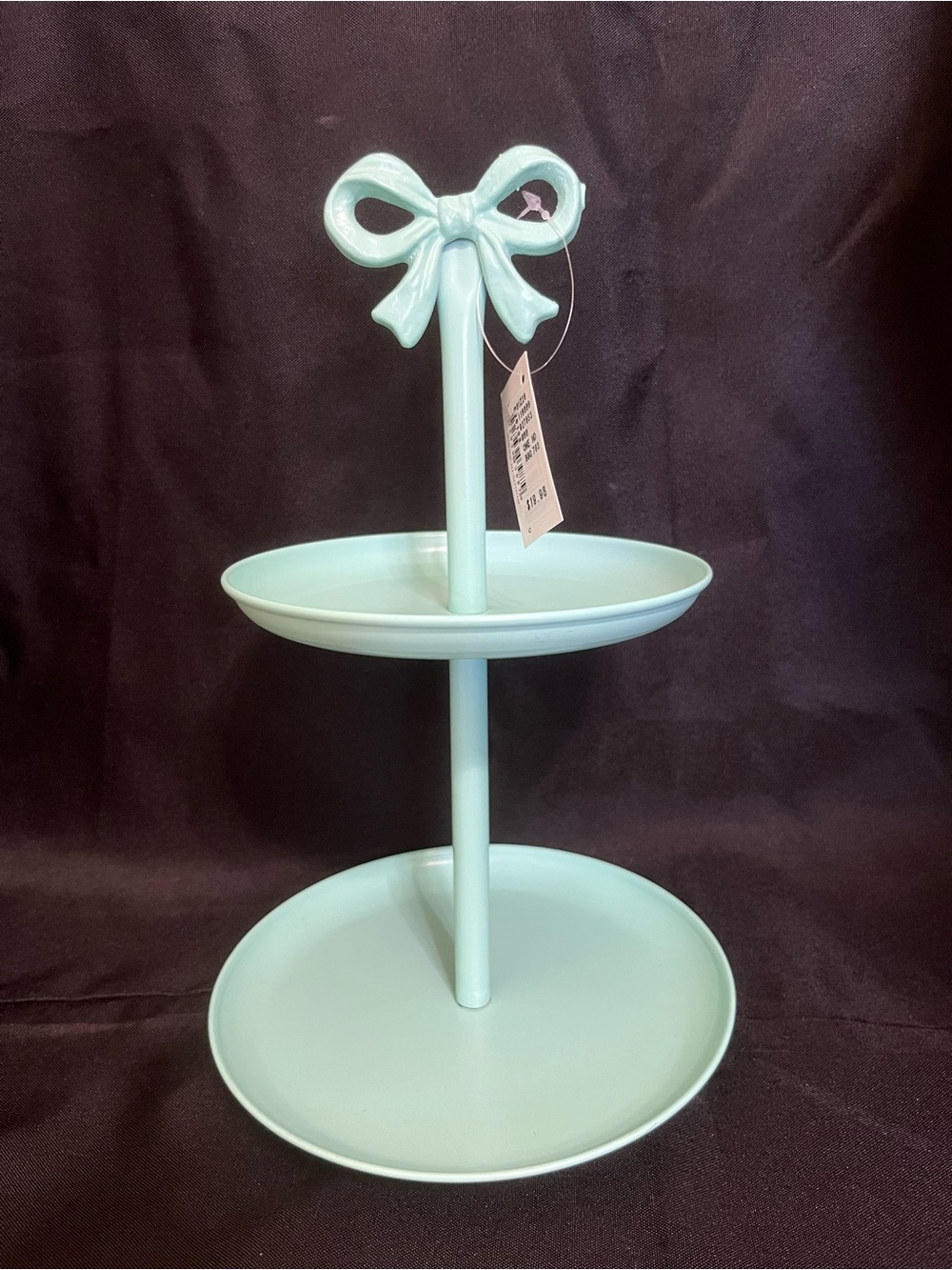 Mint Bow Two-Tier Tray